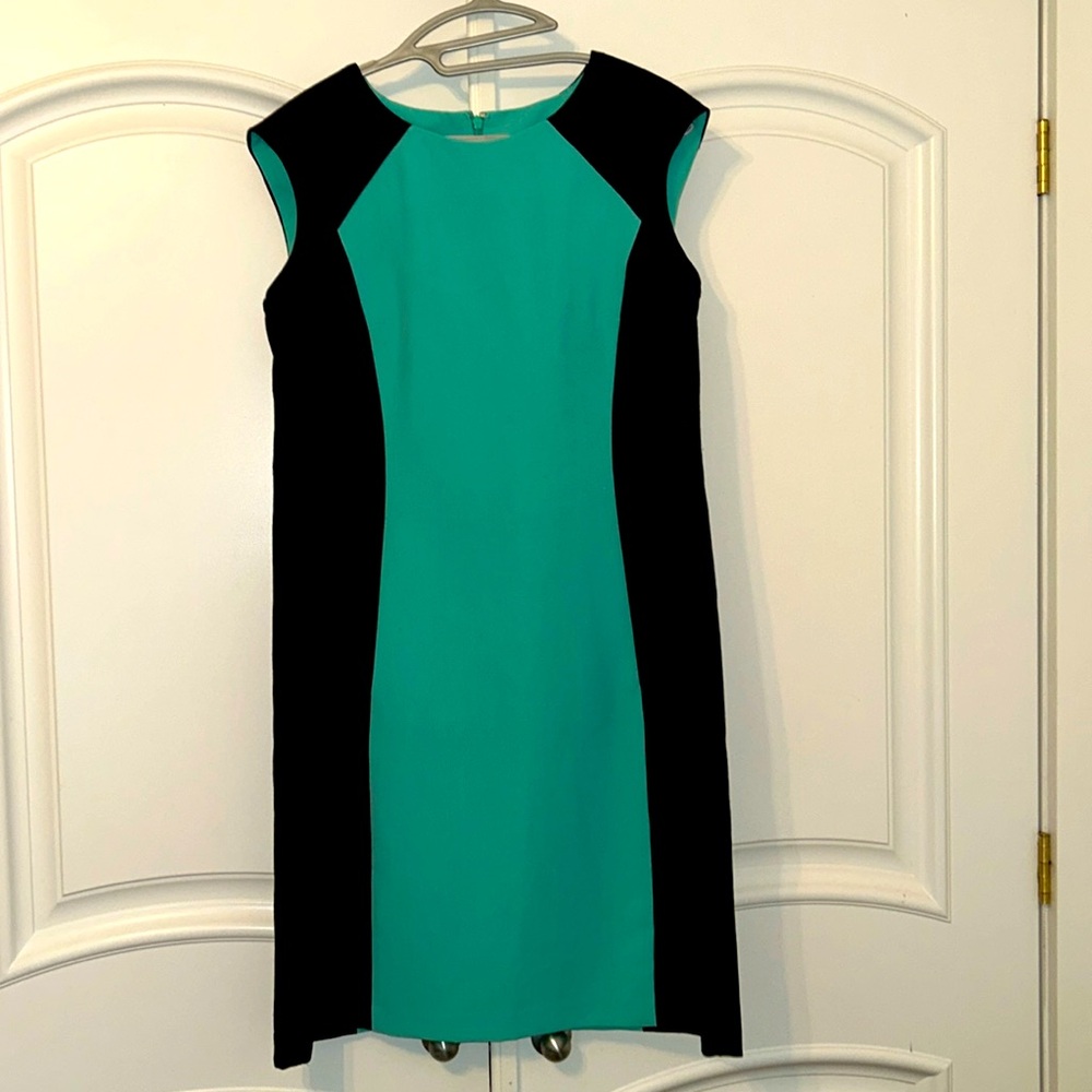 Jones & Co. Two Tone Dress - Knee Length - Teal and Navy - size 10